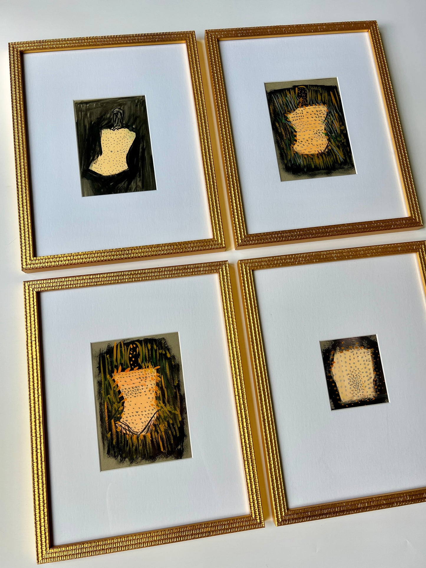 Vintage Abstract Female Nude Portrait Oil Painting #5 in Gold Frame