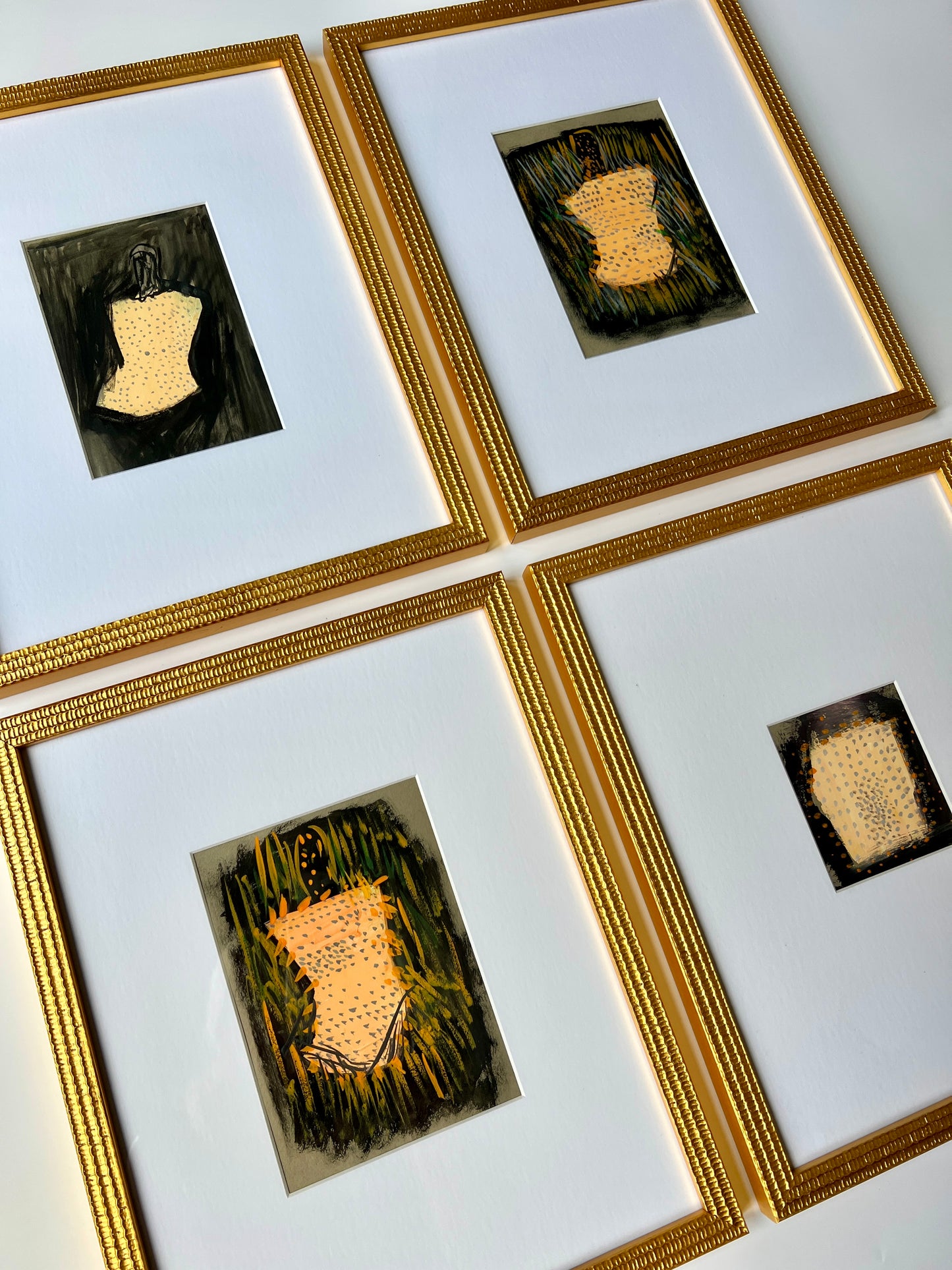 Vintage Abstract Female Nude Portrait Oil Painting #5 in Gold Frame
