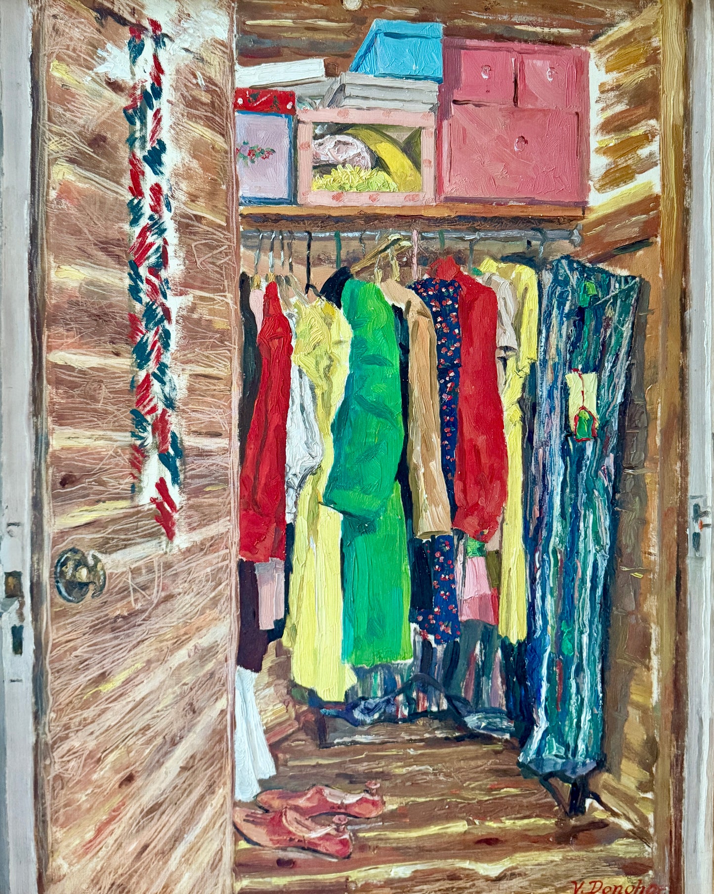 Victoria Donohue Packed Cedar Closet Oil Painting in Gold Frame