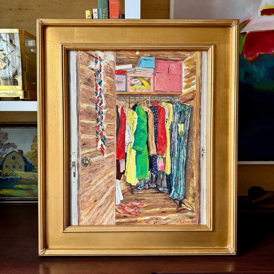 Victoria Donohue Packed Cedar Closet Oil Painting in Gold Frame