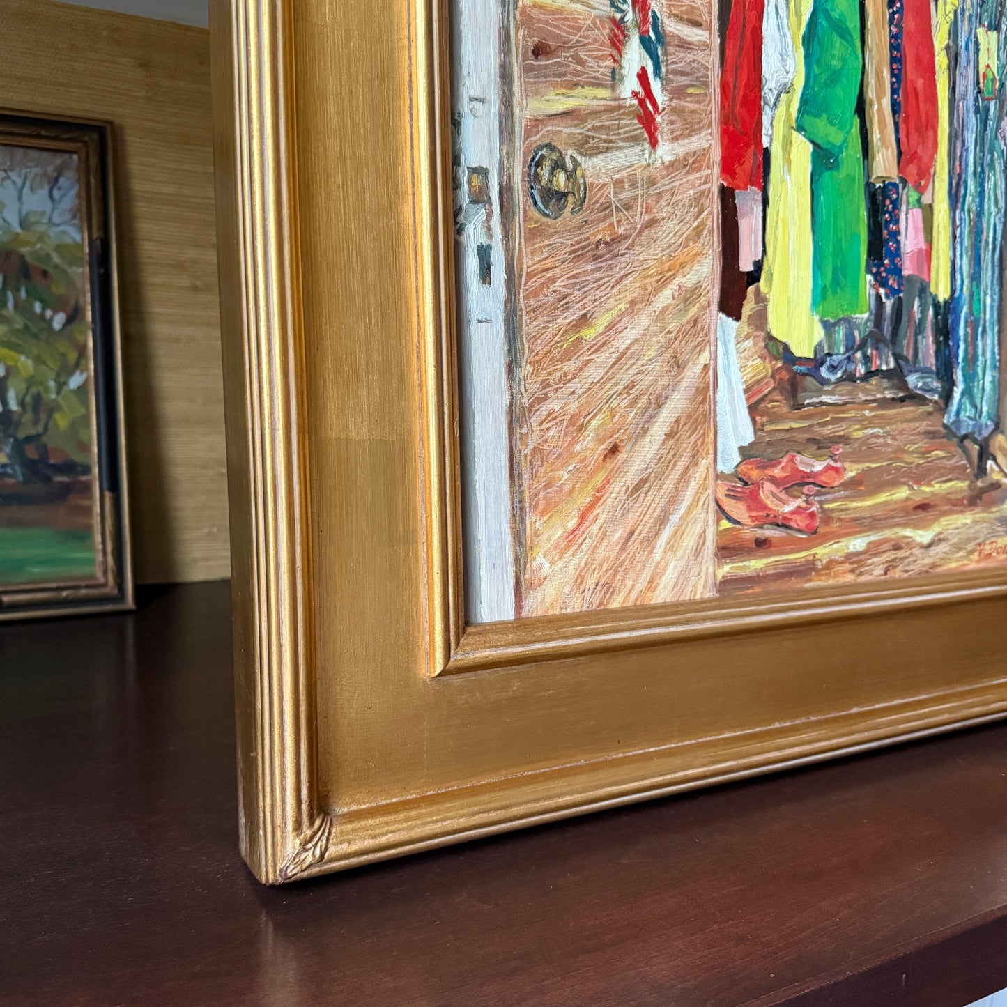 Victoria Donohue Packed Cedar Closet Oil Painting in Gold Frame
