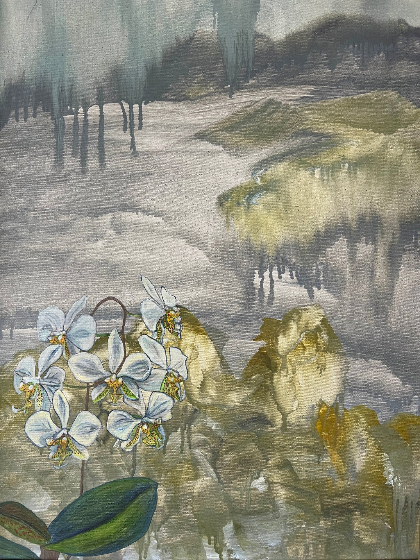 Edith Fetherston (1885 - 1972) Ethereal Orchid Oil Painting “L’aurore”