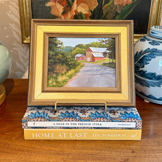Anthony R. Thompson Country Road Barn Landscape Oil Painting in Gold Frame