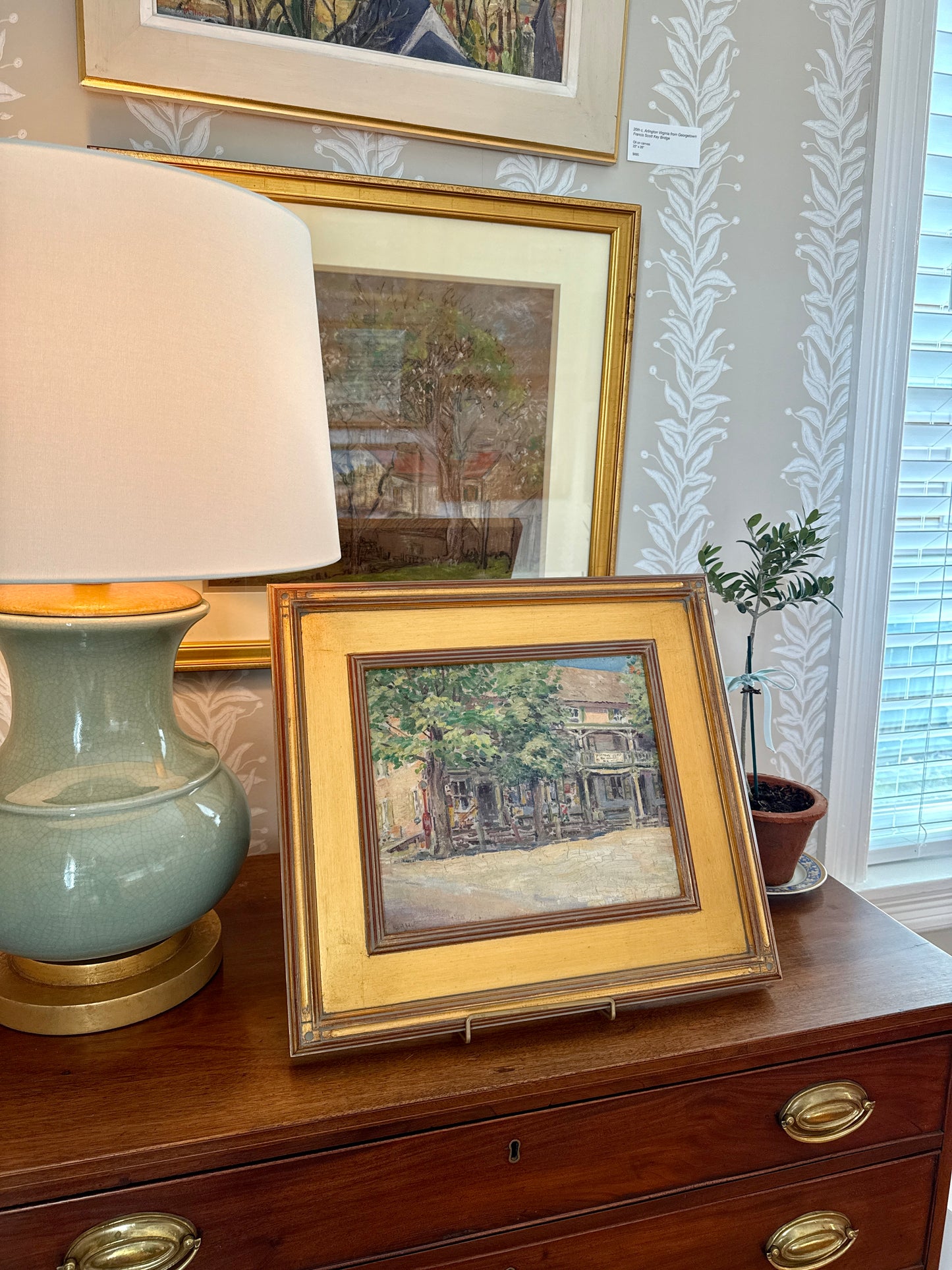 Karl Philip Huf Early 20th Century Pennsylvania General Store Oil Painting in Gold Frame