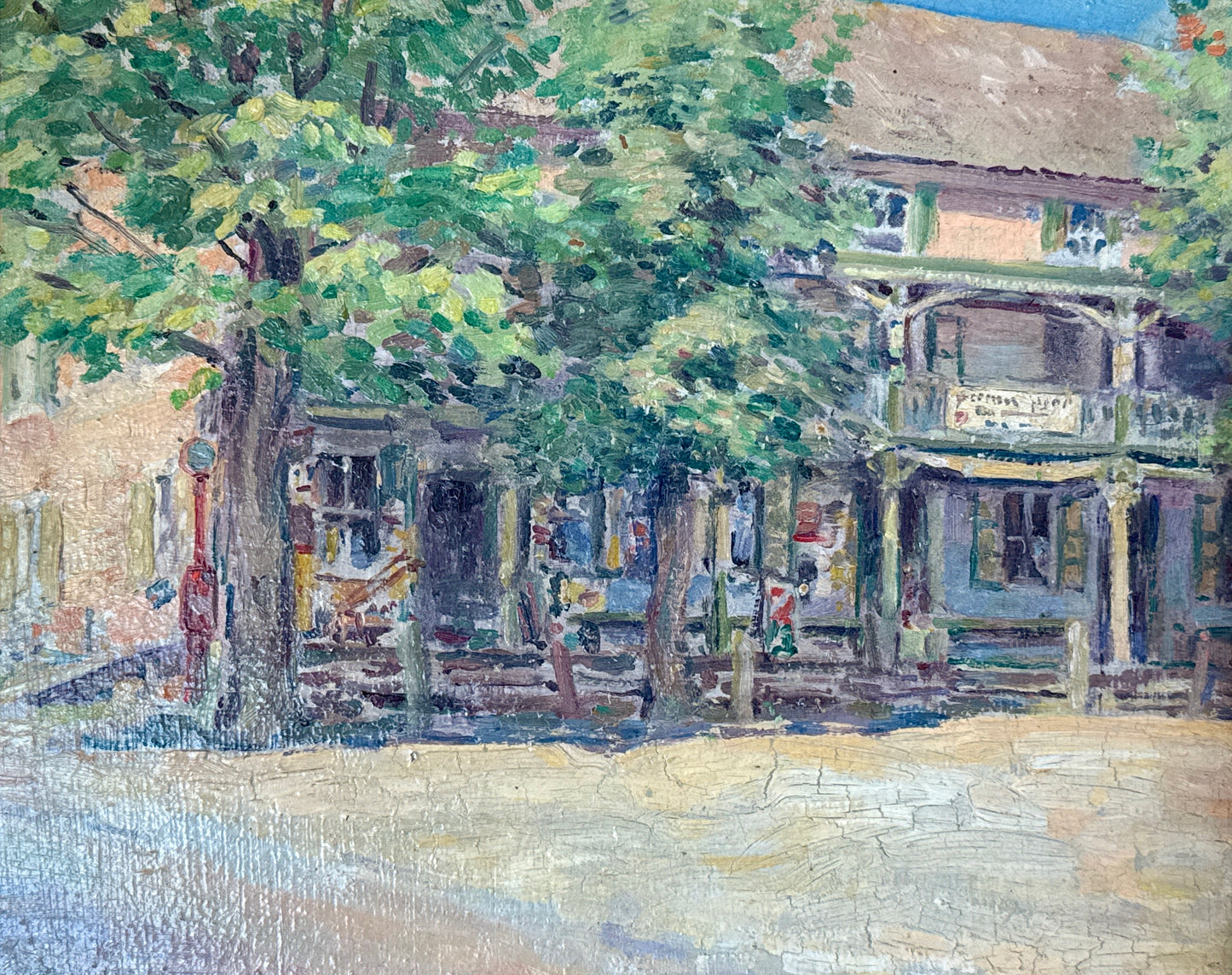 Karl Philip Huf Early 20th Century Pennsylvania General Store Oil Painting in Gold Frame