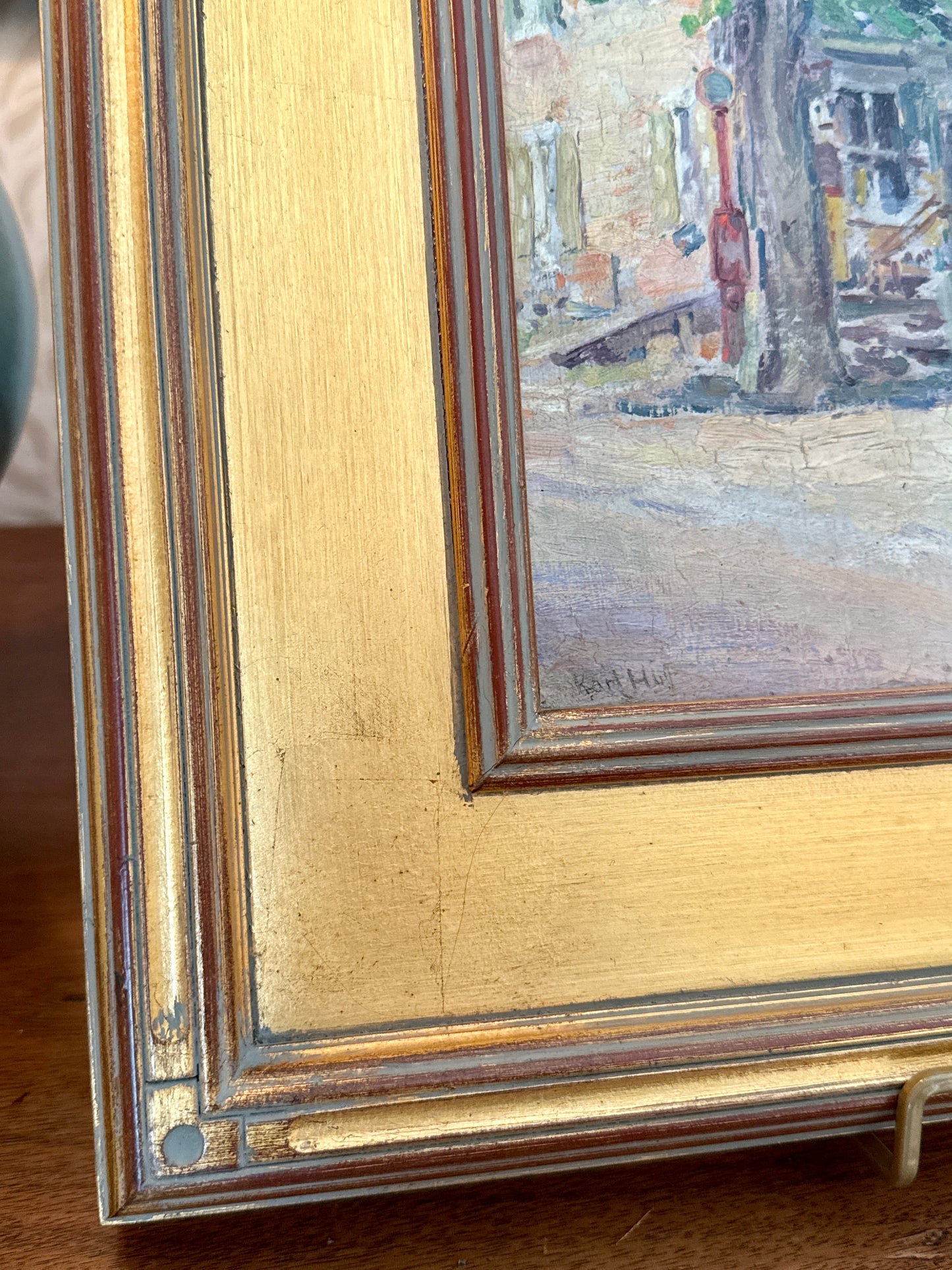 Karl Philip Huf Early 20th Century Pennsylvania General Store Oil Painting in Gold Frame
