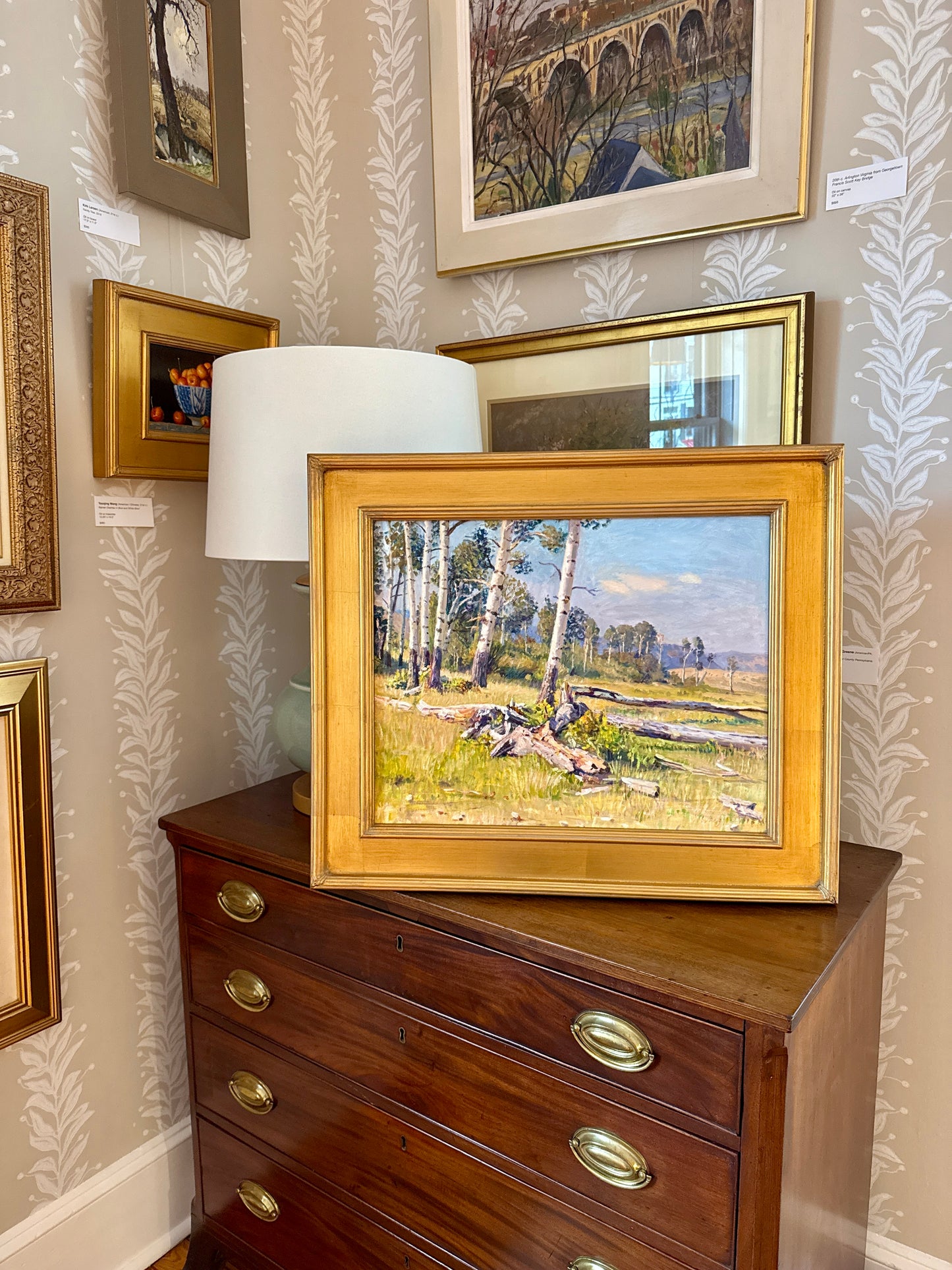 Youqing Wang Yellowstone National Park Montana Landscape Oil Painting in Gold Frame
