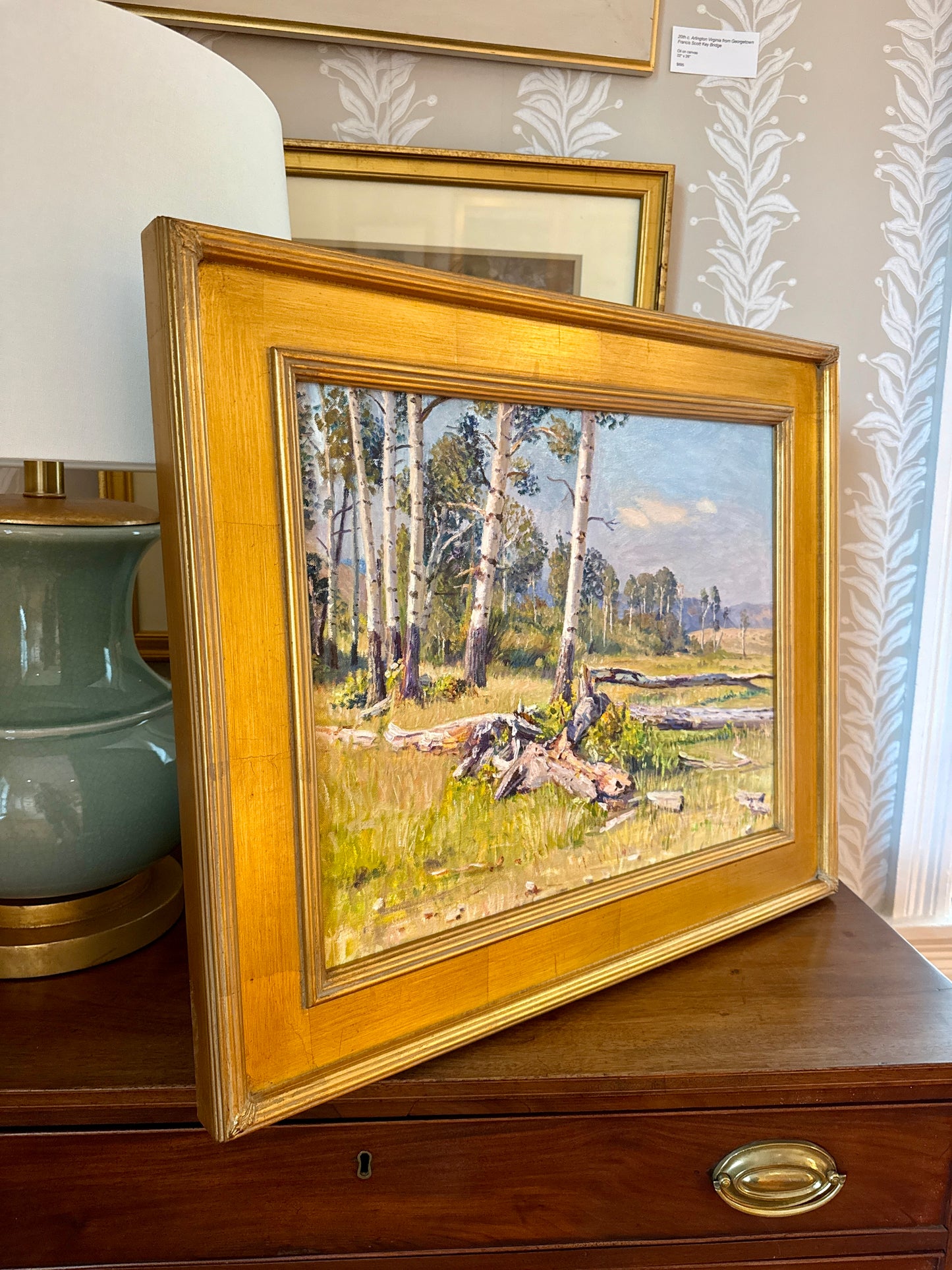Youqing Wang Yellowstone National Park Montana Landscape Oil Painting in Gold Frame