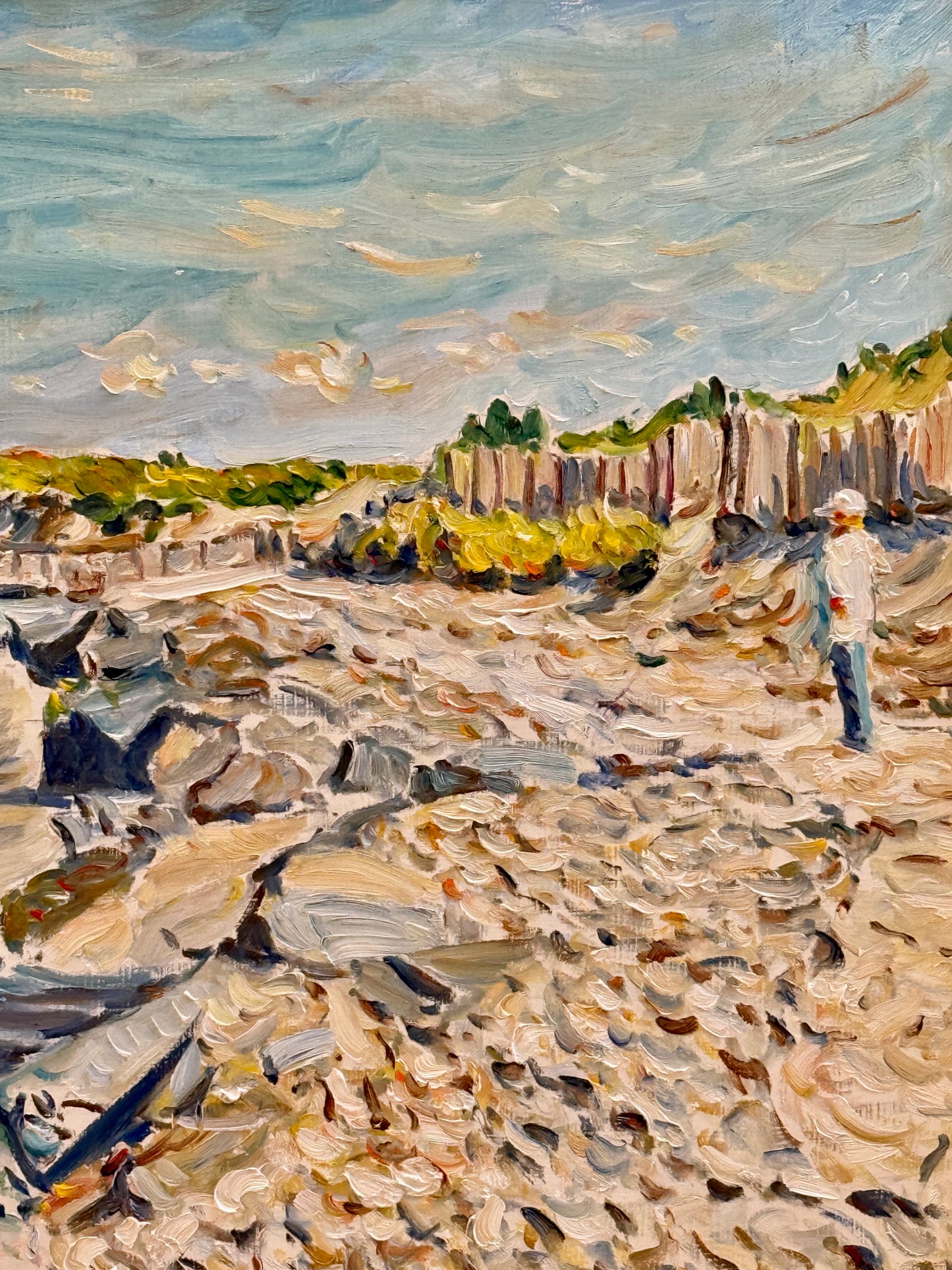 Edmund Jordan East Coast Beach Walker Seascape Oil Painting in Gold Frame