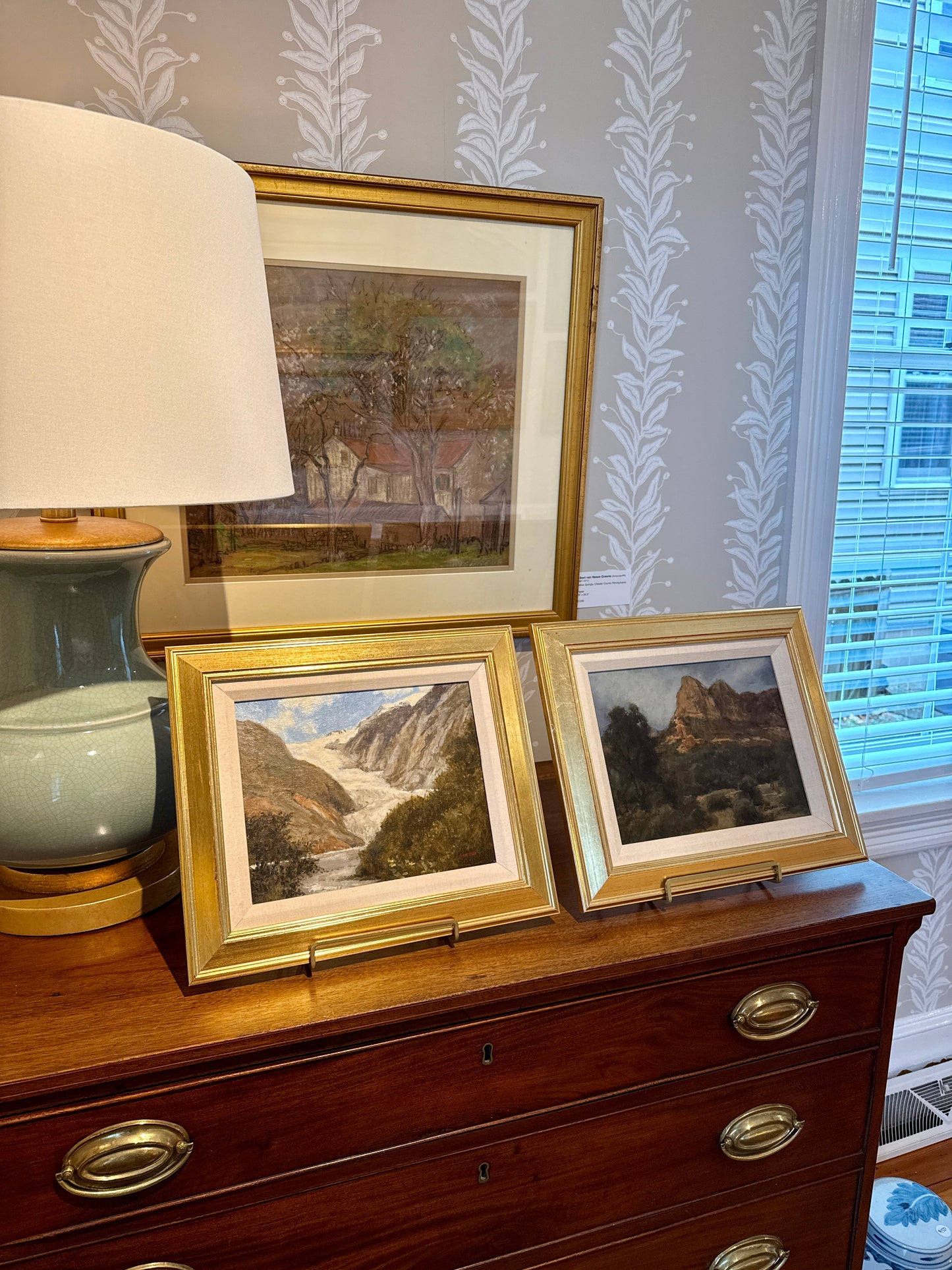 Roger Lundskow American West River Landscape Oil Painting in Gold Frame