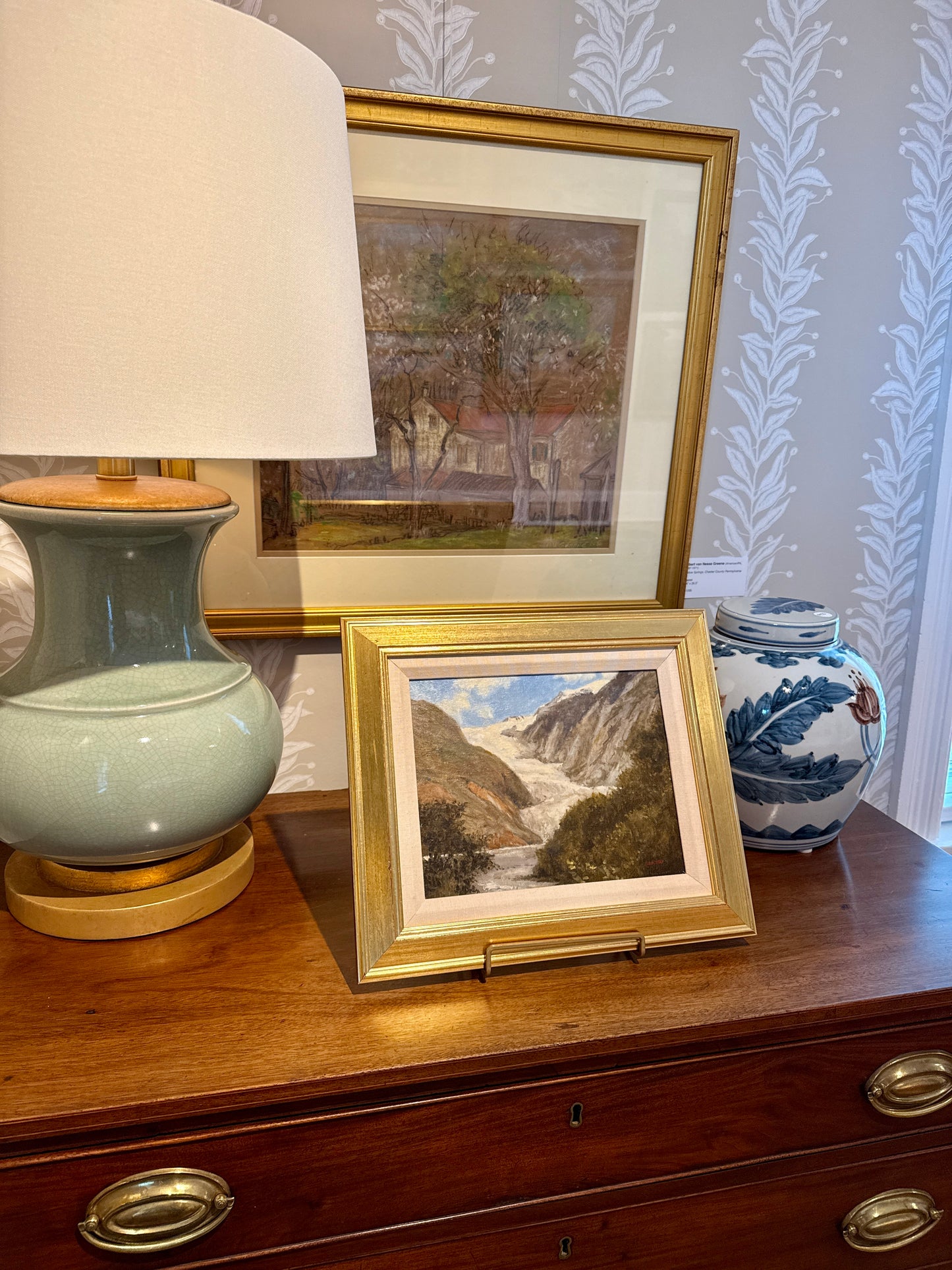 Roger Lundskow American West River Landscape Oil Painting in Gold Frame