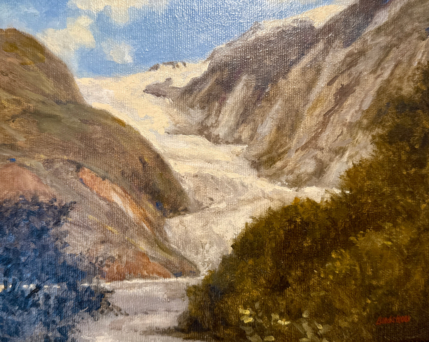 Roger Lundskow American West River Landscape Oil Painting in Gold Frame