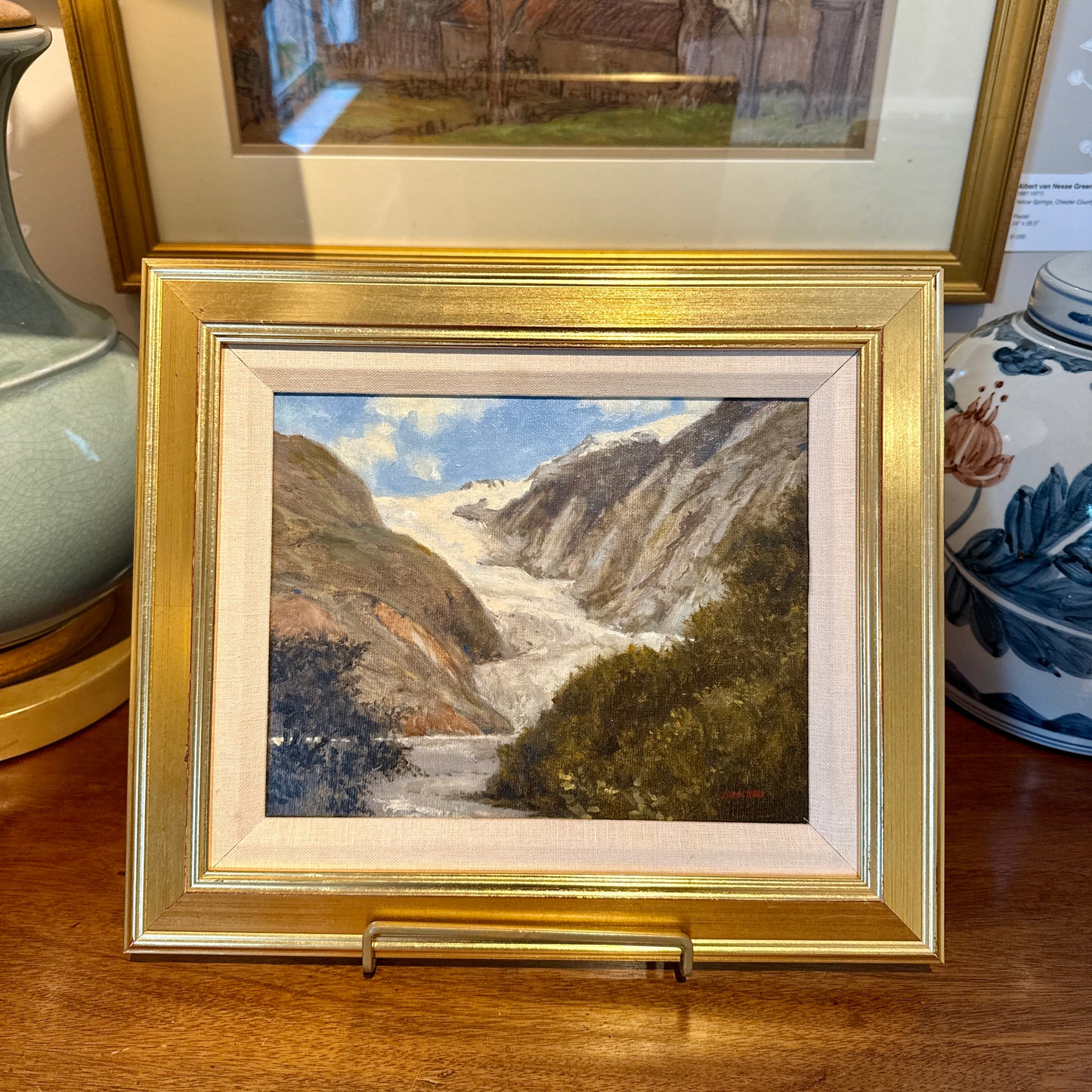 Roger Lundskow American West River Landscape Oil Painting in Gold Frame