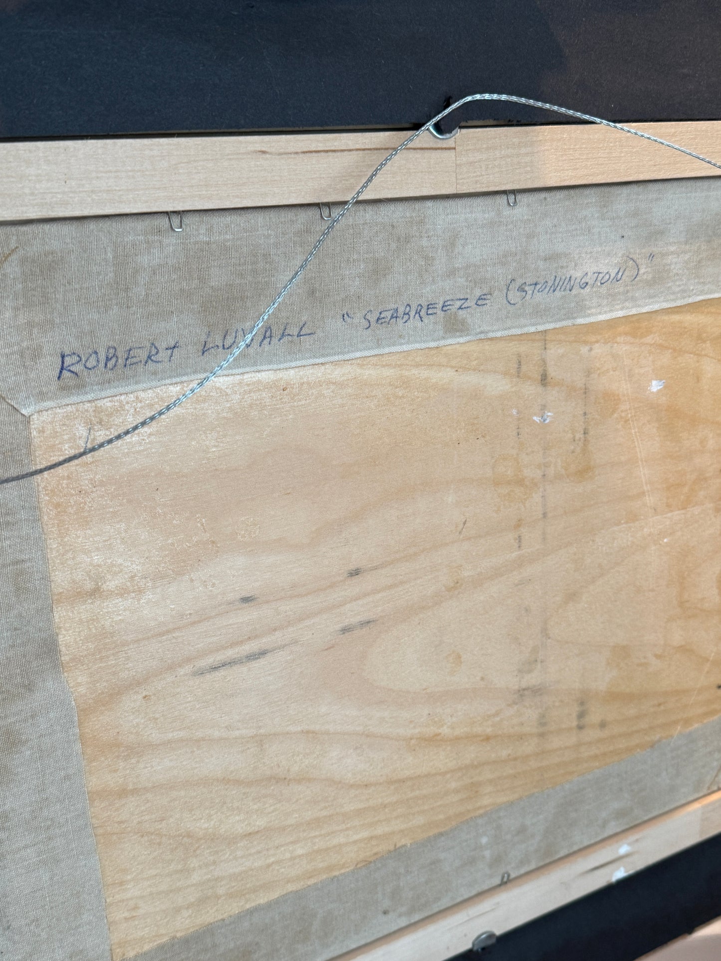 Robert Luvall Sea Breeze Sunlit Harborside Town Oil Painting in Gold Frame