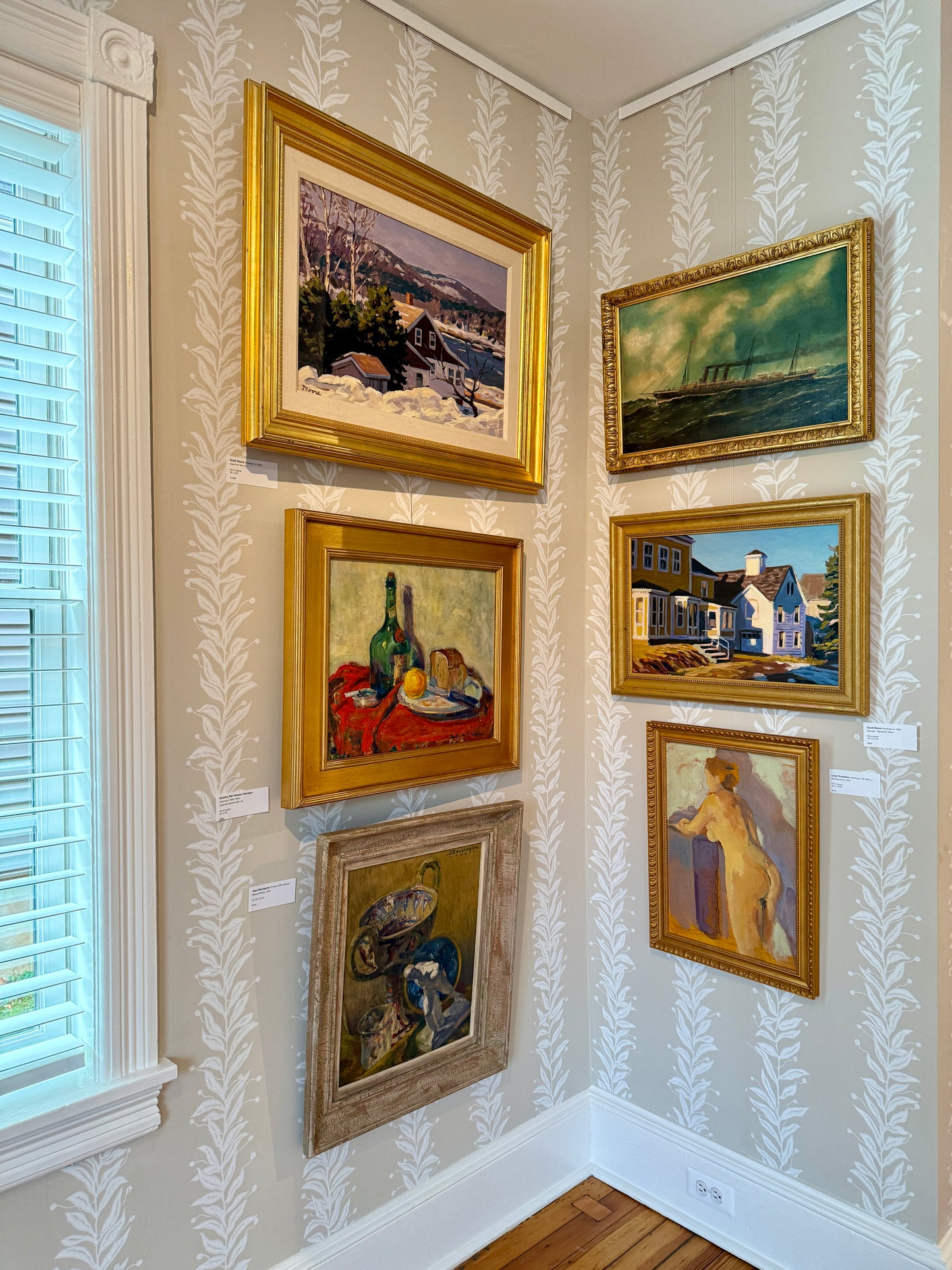 Scott Moore Rambler Colorful Houses Landscape Oil Painting in Gold Frame