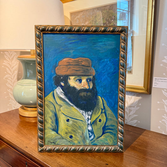 Earl Mayan Portrait of Paul Cezanne After Camille Pissaro Oil Painting in Roped Frame