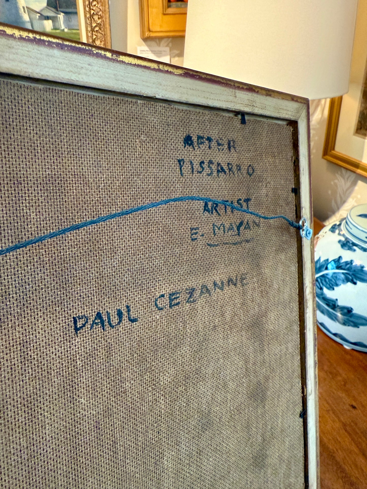 Earl Mayan Portrait of Paul Cezanne After Camille Pissaro Oil Painting in Roped Frame