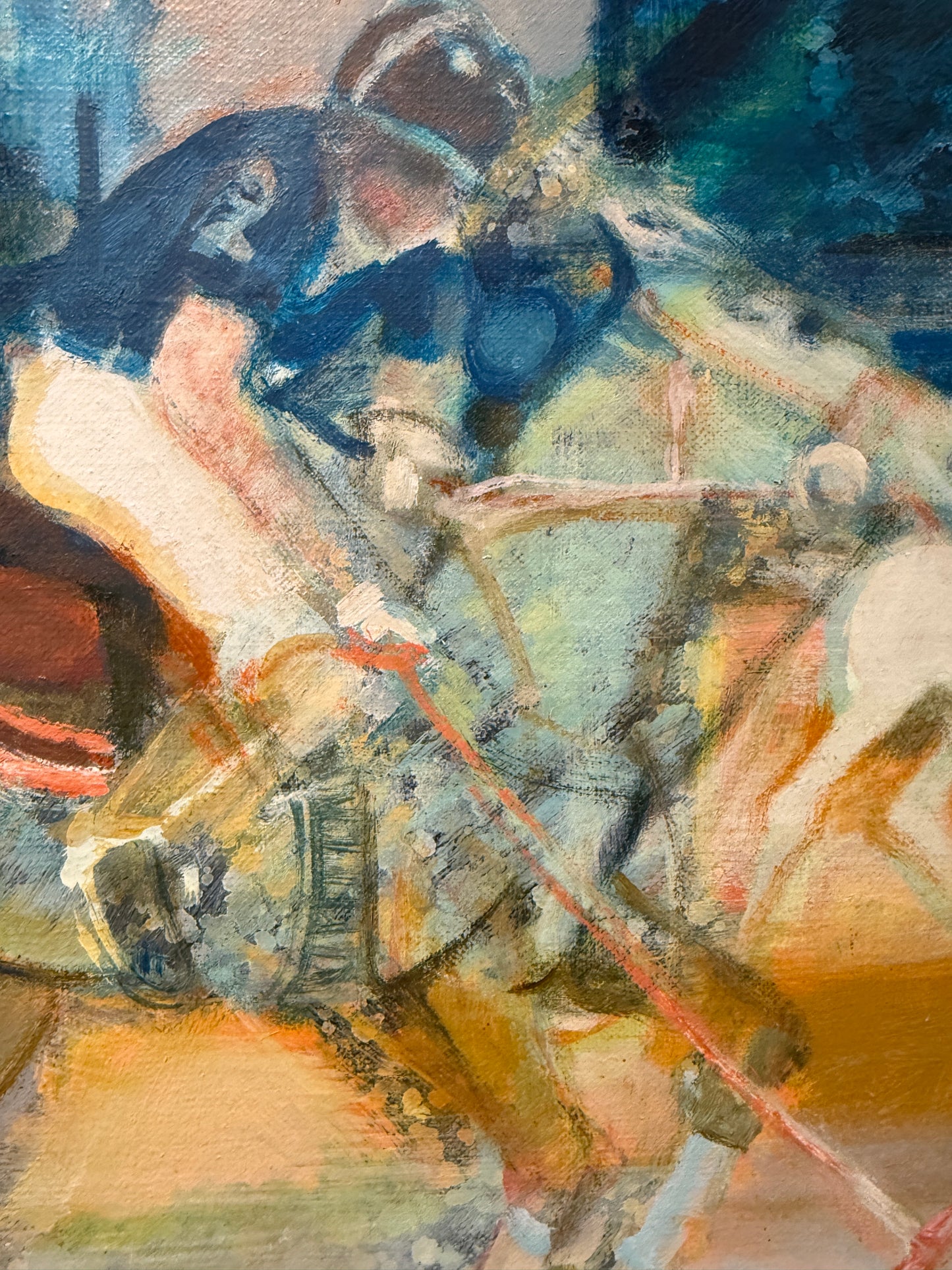 Paul Ambille Le Poloistes Polo Horse and Rider Oil Painting in Gold Frame