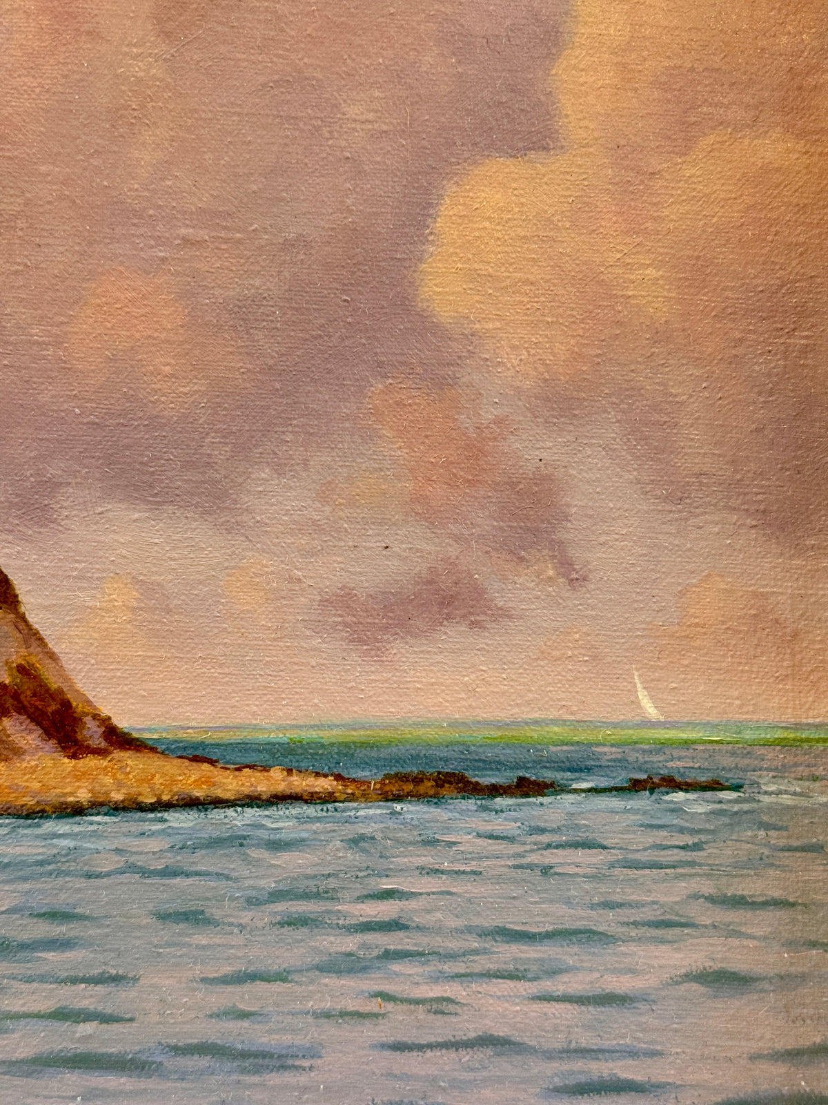 Anthony R. Thompson Passing Gurnet Point Plymouth MA Coastal Lighthouse Landscape Oil Painting in Gold Frame