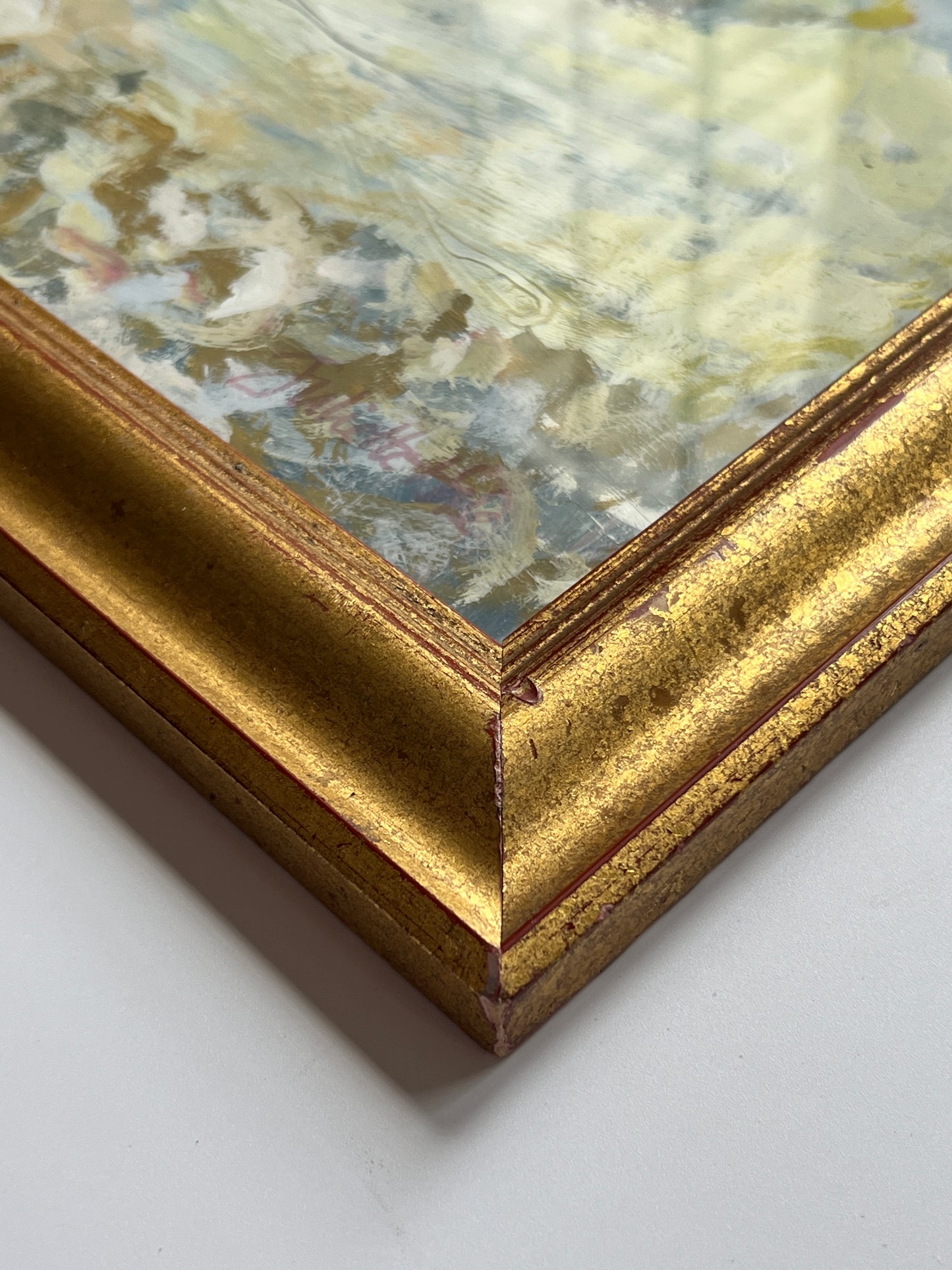 Contemporary Tranquil Nude Sunbather Oil Painting in Gold Frame