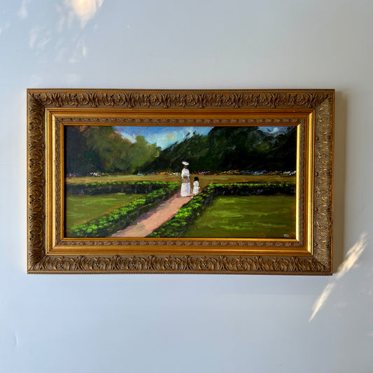 Ted Ellis African American Mother and Daughter Oil Painting in Gold Frame