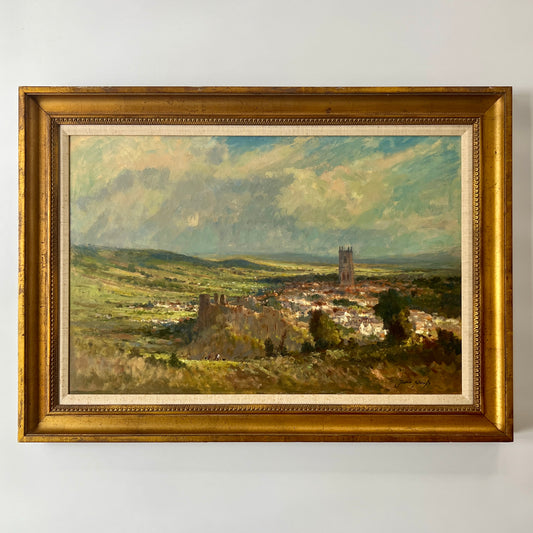 John Neale Large Impressionist English Sunlit Landscape in Gold Frame