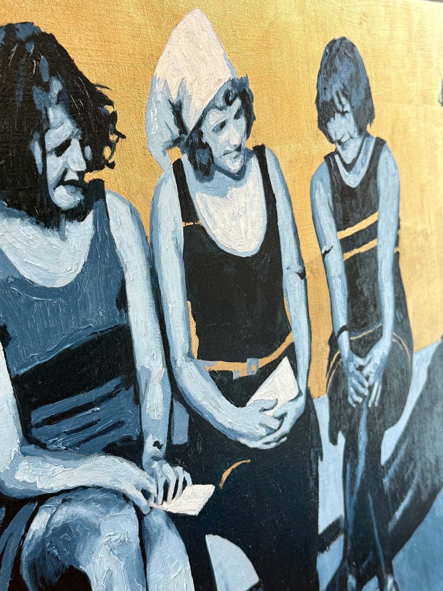 Karen McCool How We Used to Group Chat Gold Leaf and Oil Painting