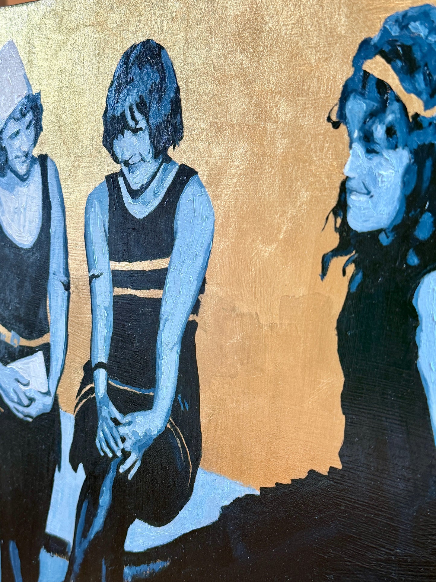 Karen McCool How We Used to Group Chat Gold Leaf and Oil Painting