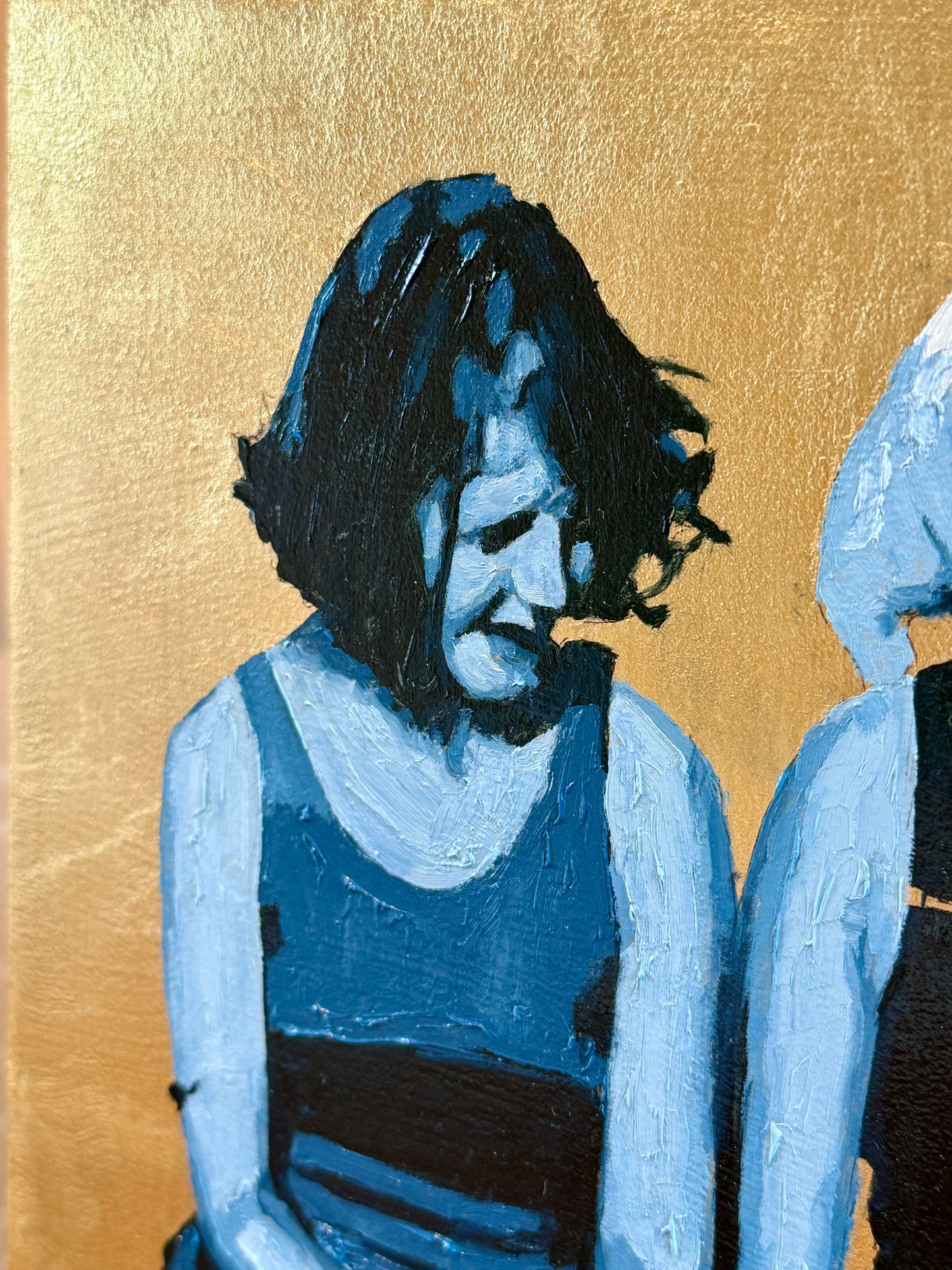 Karen McCool How We Used to Group Chat Gold Leaf and Oil Painting