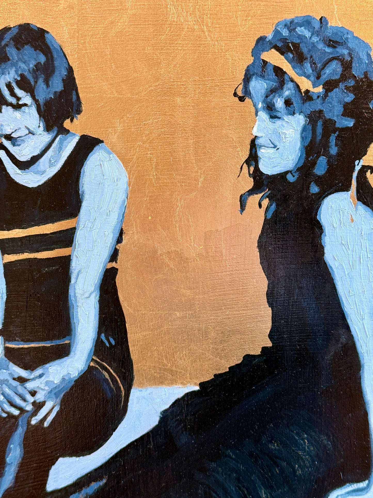 Karen McCool How We Used to Group Chat Gold Leaf and Oil Painting