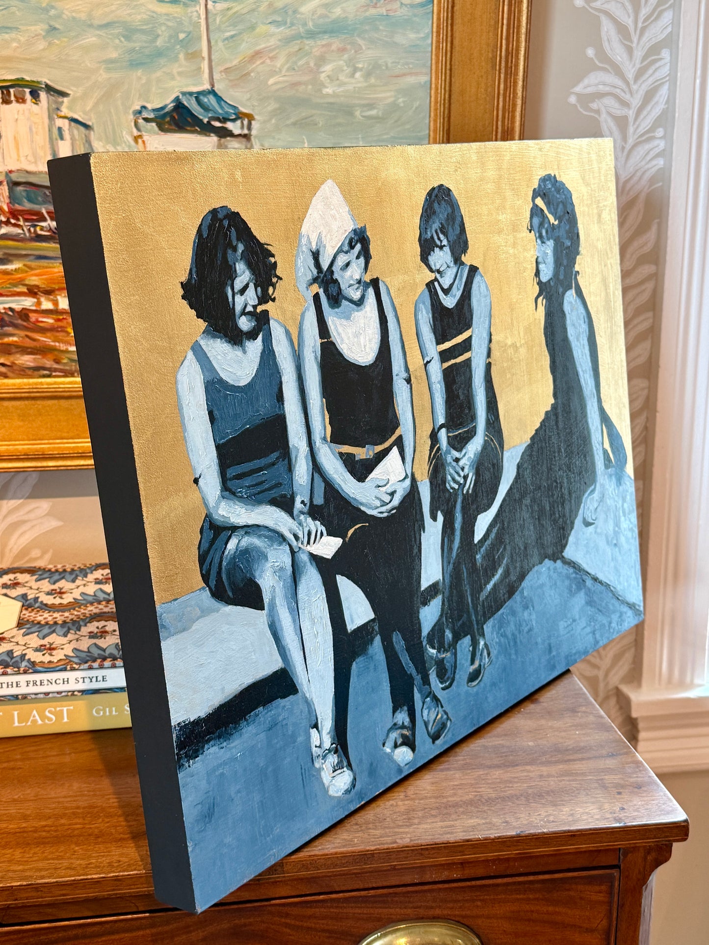 Karen McCool How We Used to Group Chat Gold Leaf and Oil Painting
