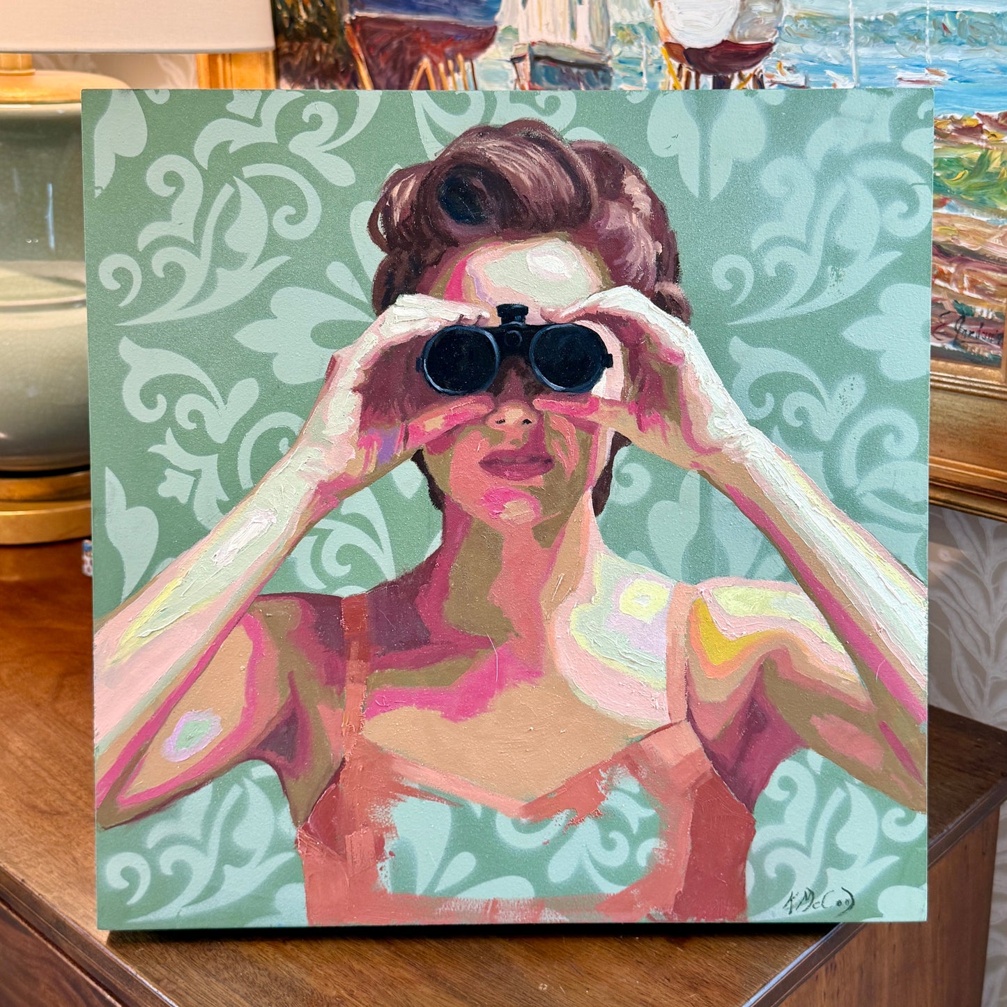 Karen McCool Just Over Here Mindin’ My Own Business Oil Painting
