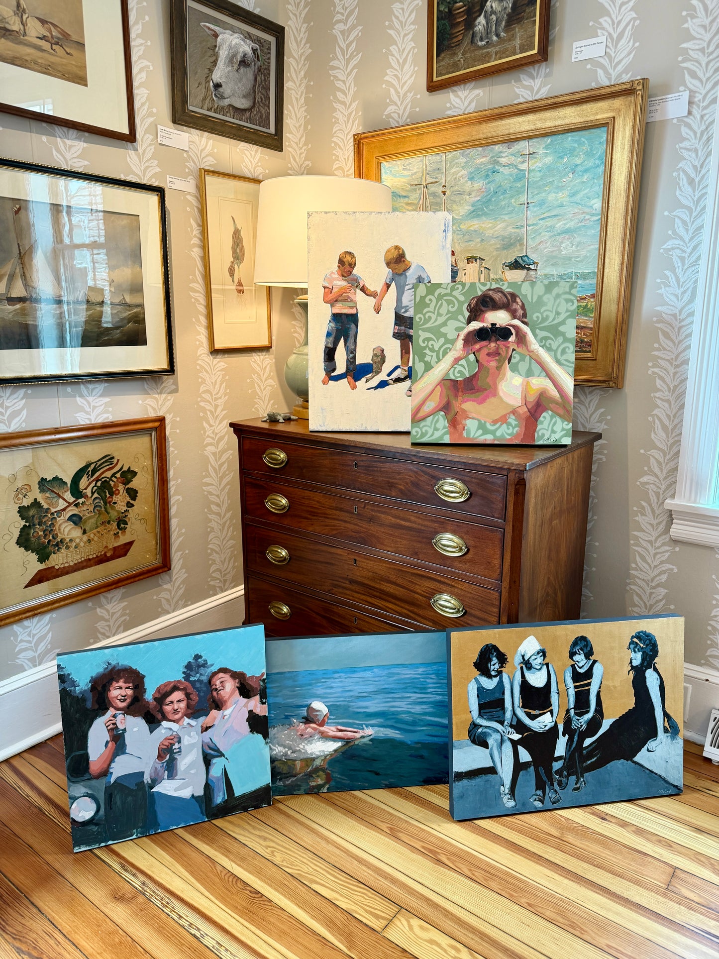 Karen McCool How We Used to Group Chat Gold Leaf and Oil Painting