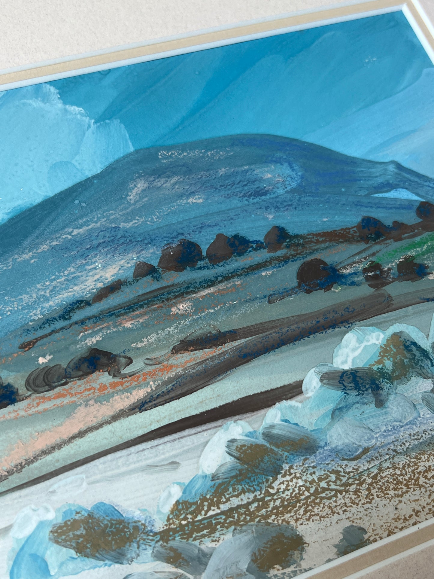 Colin Palmer (British, 1931–2016) Gouache Painting of Country Mountain Landscape in Gold Frame