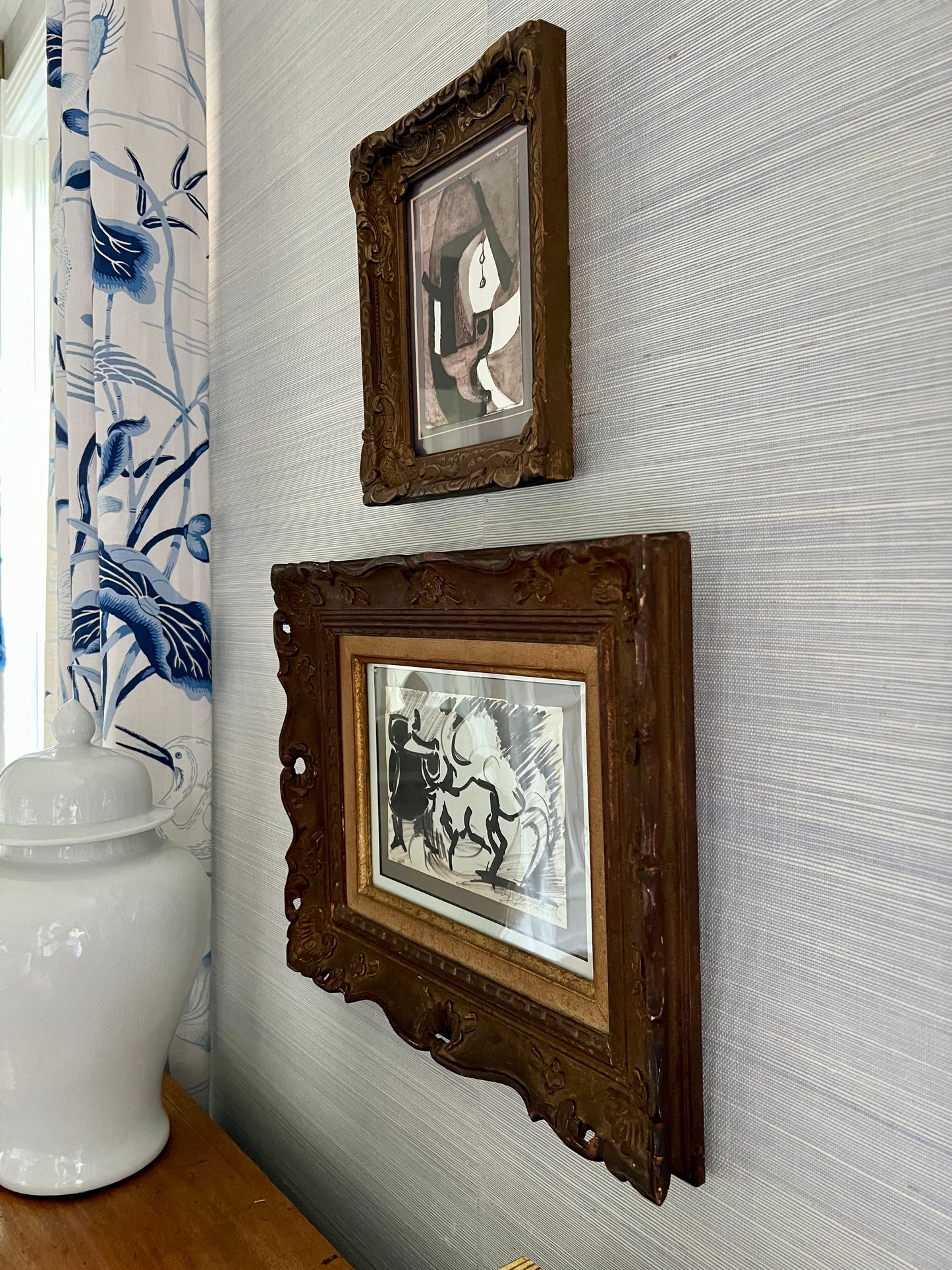 Eleanor "Nora" Hauser 1960 "The Charge: Bull Fight" Gouche in Antique Frame