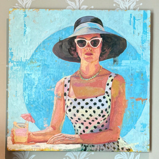 Karen McCool Take a Deep Breath, Grab a Fancy Drink And Remember No One Looks Good In Prison Stripes Oil Painting