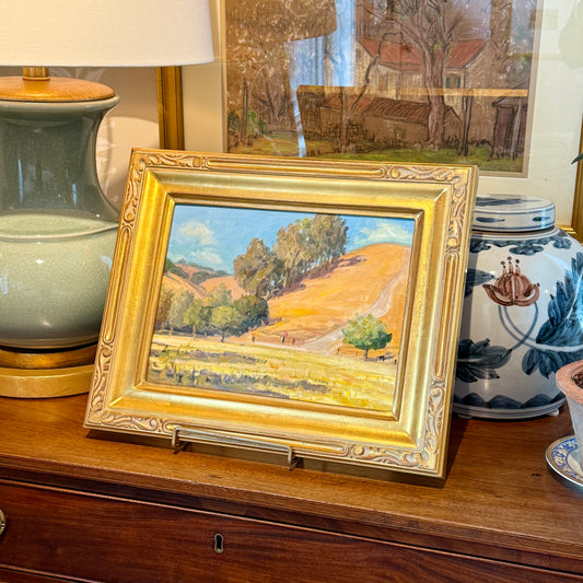 Youqing Wang California Hillside Landscape Oil Painting in Gold Frame