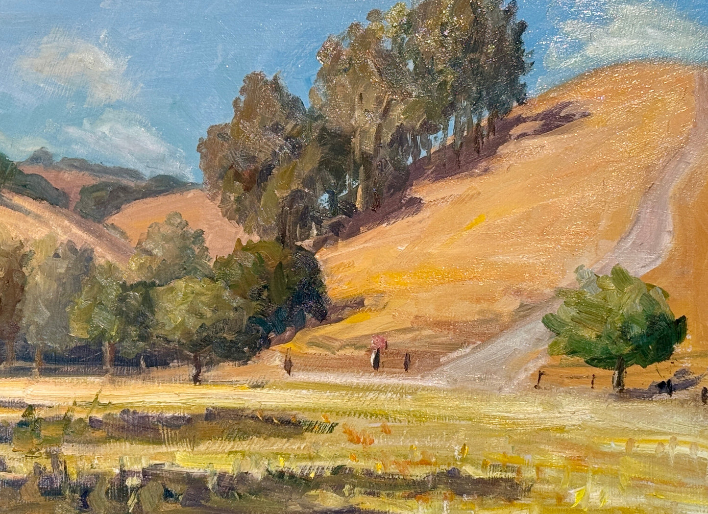 Youqing Wang California Hillside Landscape Oil Painting in Gold Frame