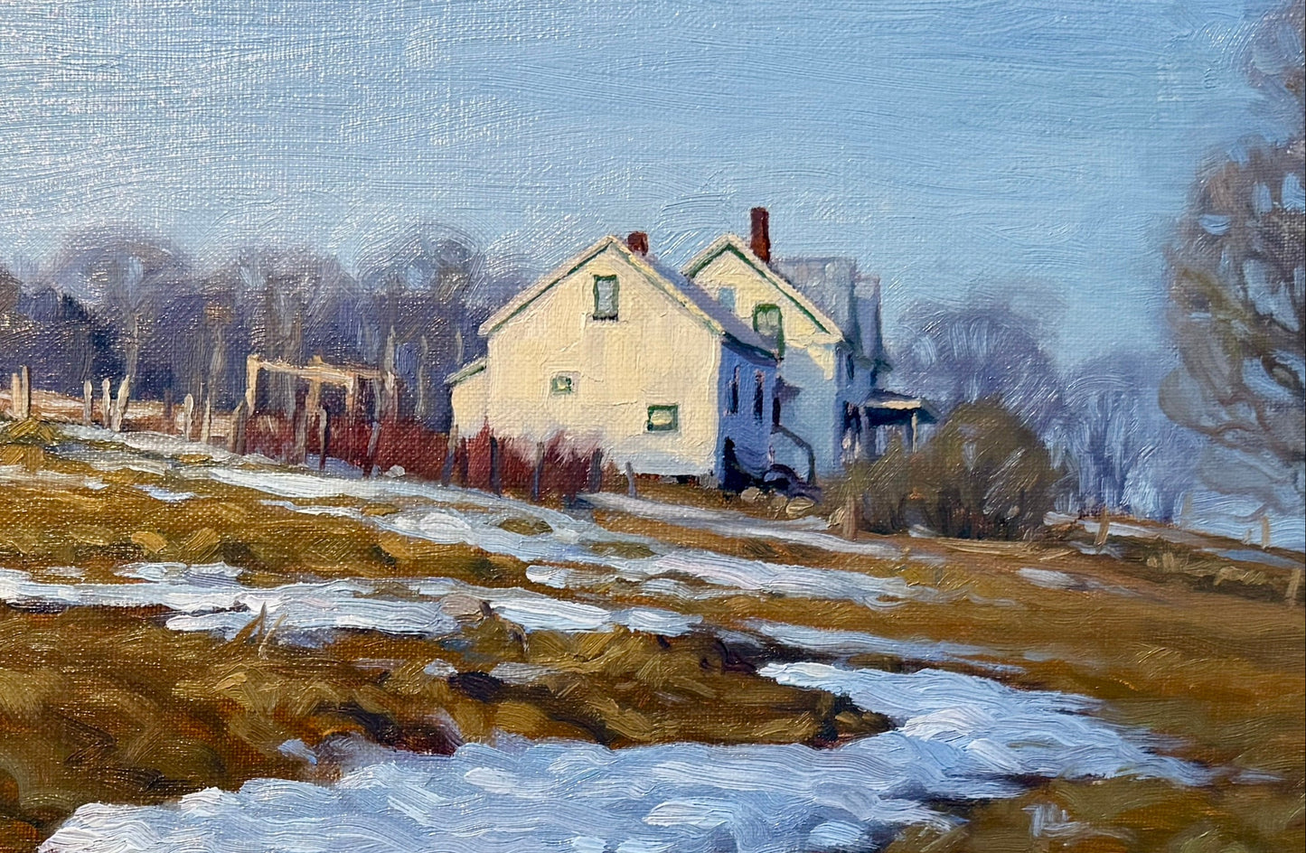 Ronal Parlin Spring Eternal Countryside Landscape with Farmhouse Oil Painting in Gold Frame