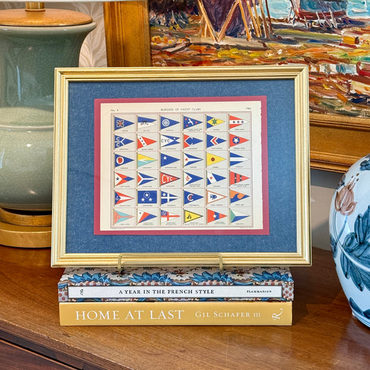 1962 Private Signals of Yachtsmen Flags Includes Corinthian Yacht Clubs on Chambray in Gold Frame