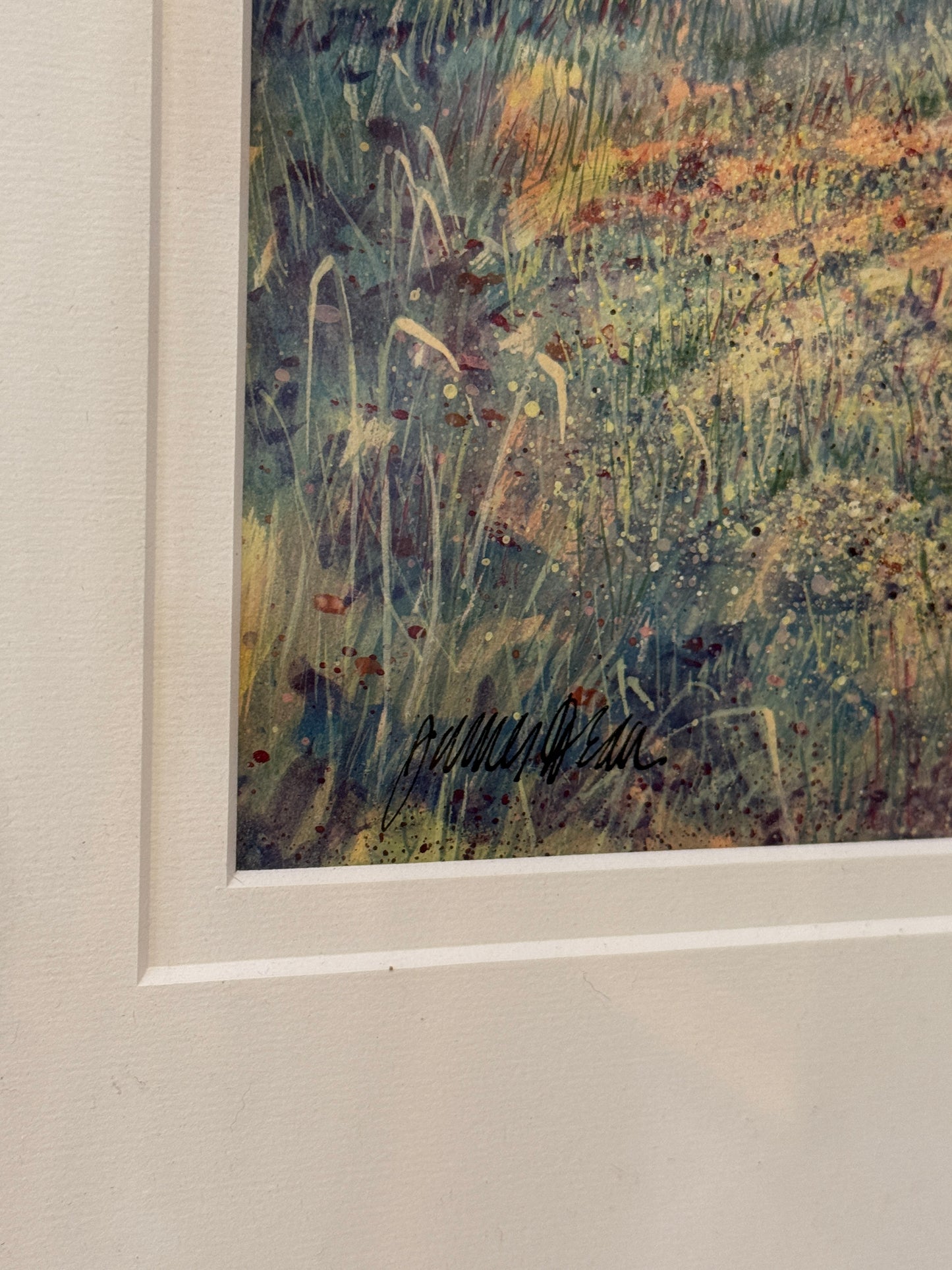 James "Jim" Dean Fish Beach Monhegan Maine Watercolor in Gold Frame