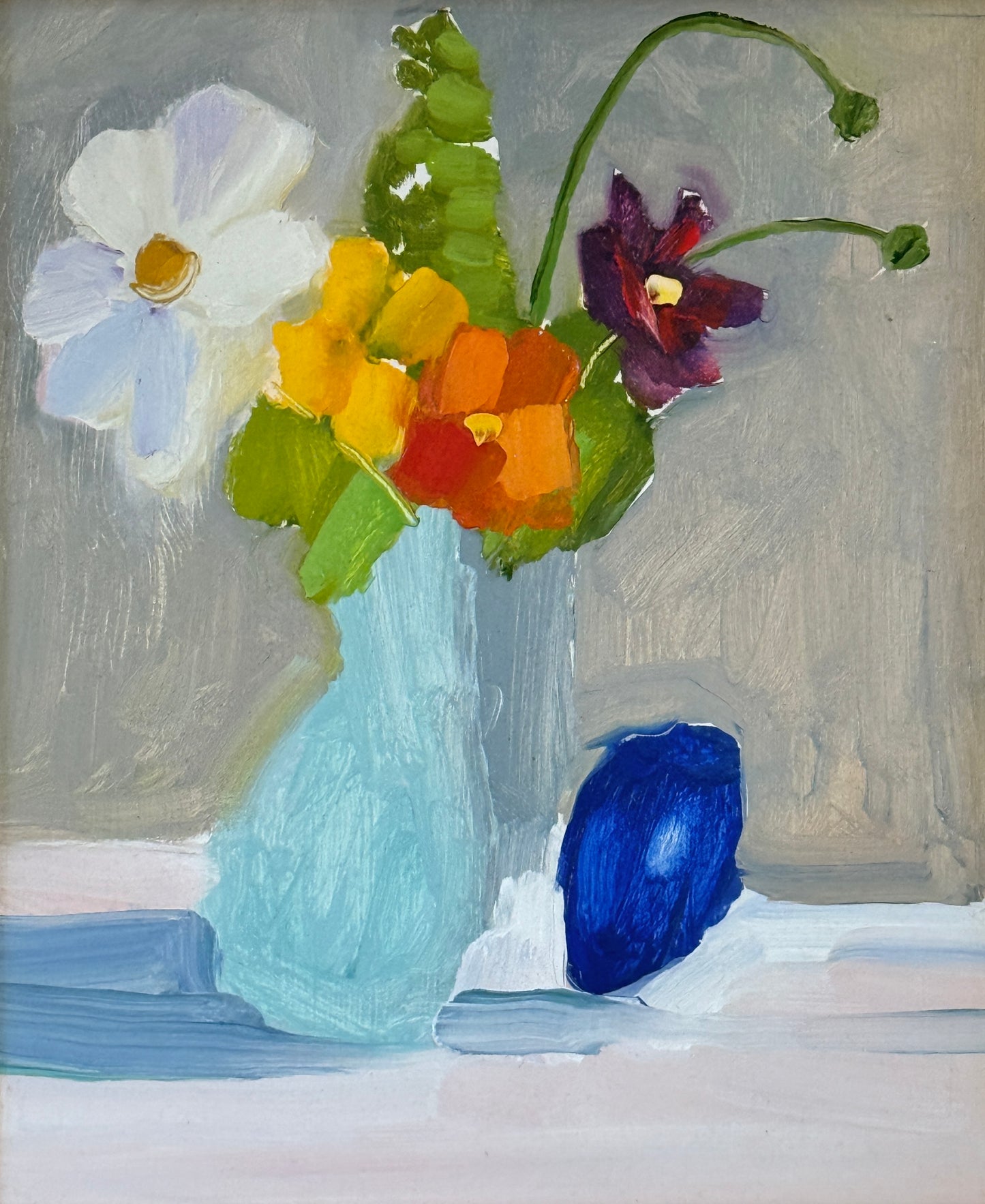 Gretchen McGinnis Full Sun Still Life Floral Oil Painting in Gold Frame