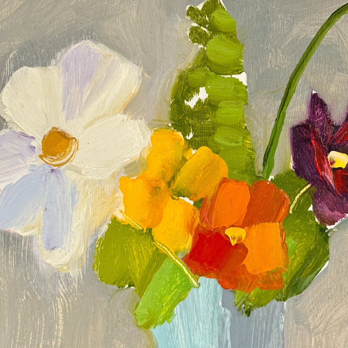 Gretchen McGinnis Full Sun Still Life Floral Oil Painting in Gold Frame