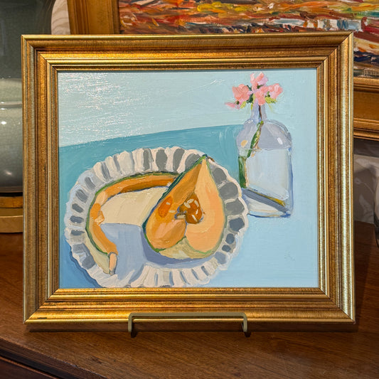 Gretchen McGinnis Breakfast in Bed Still Life Oil Painting in Gold Frame