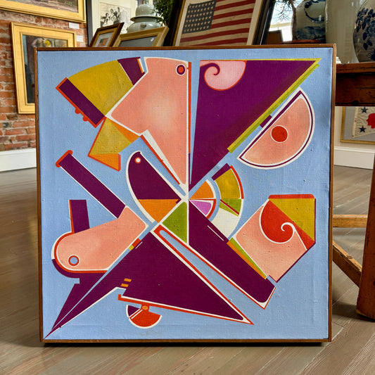 Charles J. Eldred Abstract Falconry 1967 Oil Painting in Wood Frame