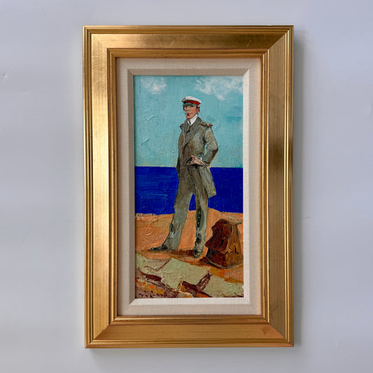Antonio Henry Vigino Corto Maltese Italian Comic Book Sea Captain Oil Painting in Gold Frame