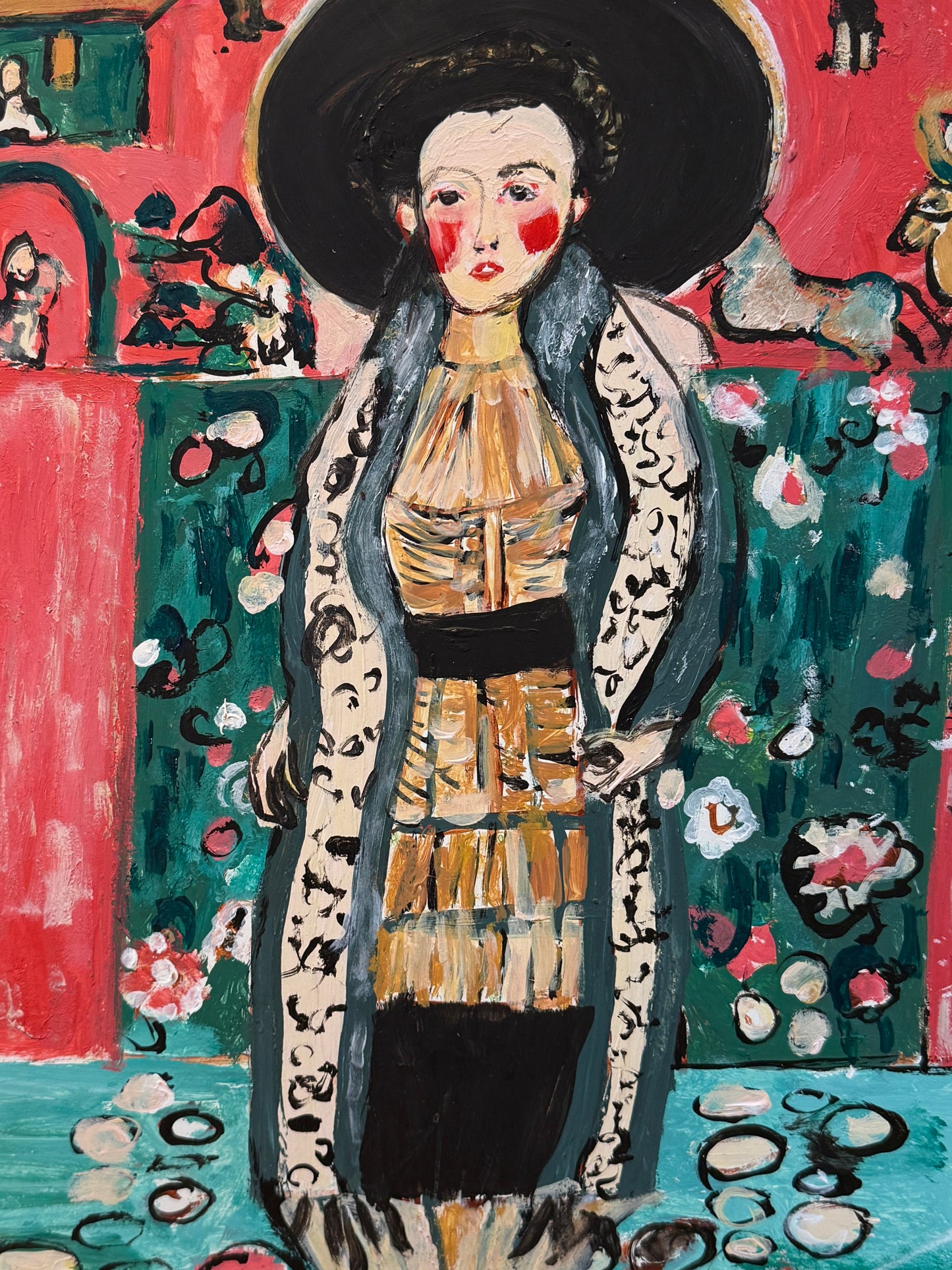 After Gustav Klimt Portrait of Adele Bloch-Bauer II Painting in Gold Frame