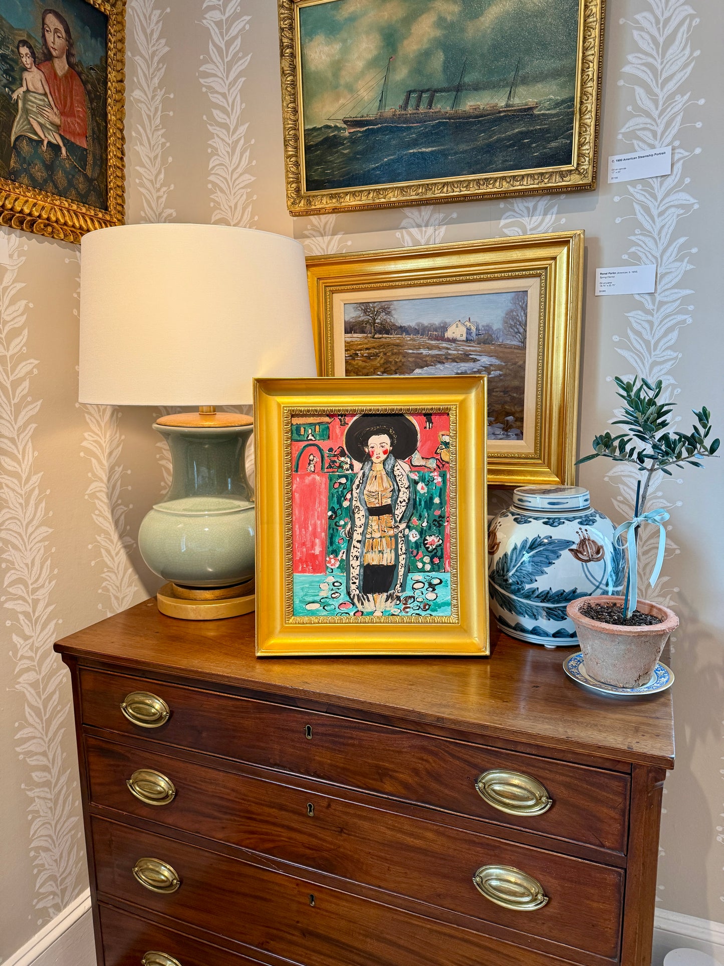 After Gustav Klimt Portrait of Adele Bloch-Bauer II Painting in Gold Frame