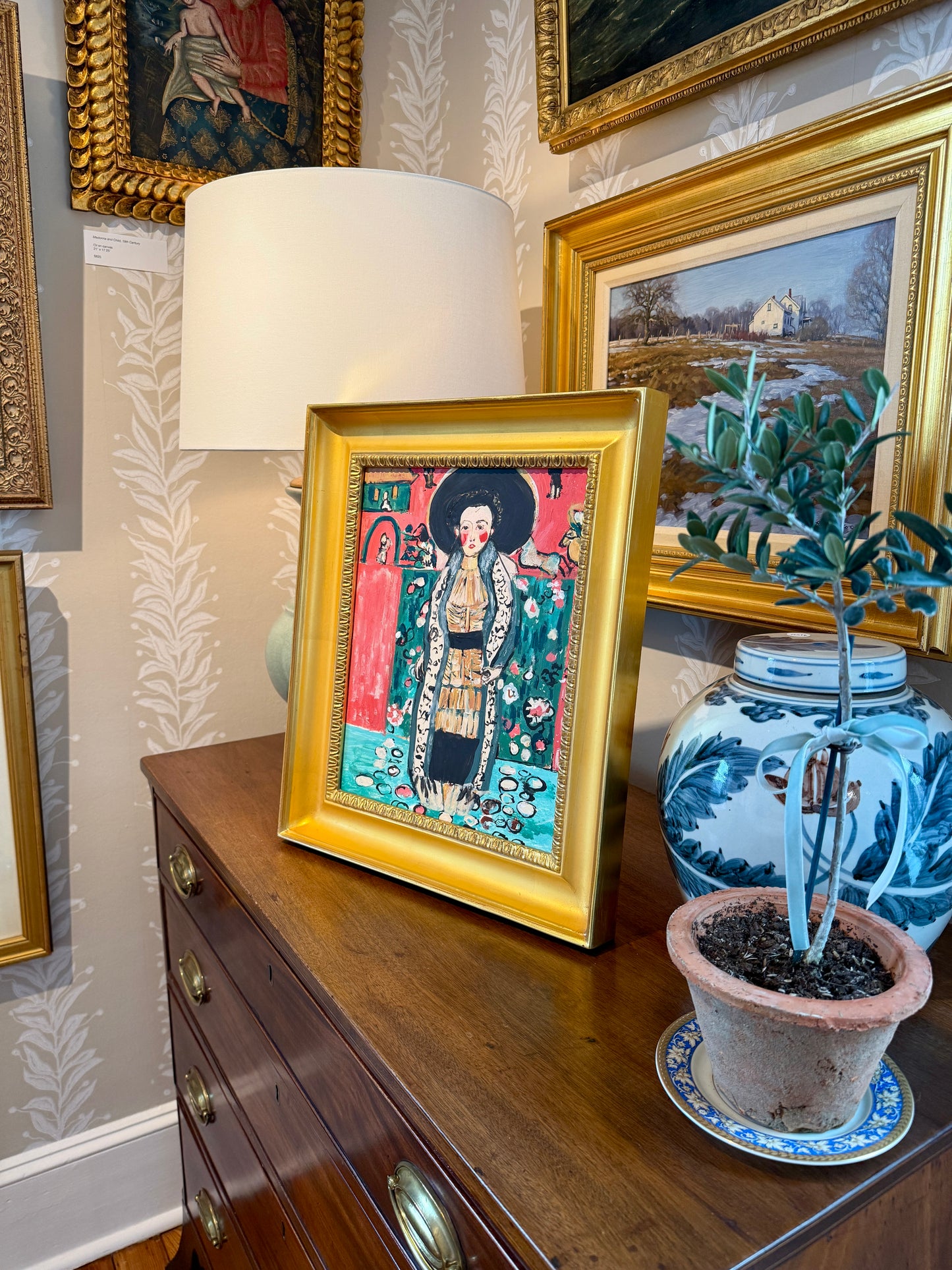 After Gustav Klimt Portrait of Adele Bloch-Bauer II Painting in Gold Frame
