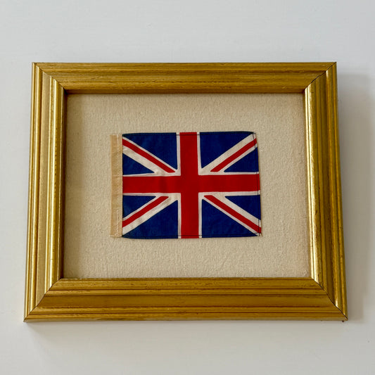 Vintage Union Jack Parade Flag on Duck Cloth in Gold Wood Frame